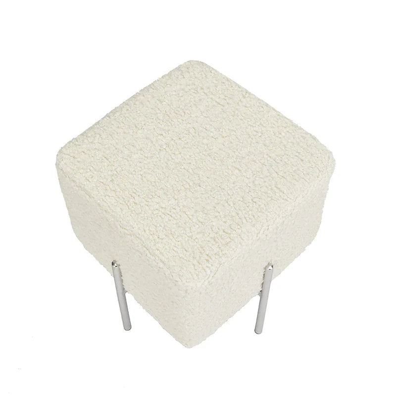 Kube Sheep Skin Fur Ottoman - Furniture Depot