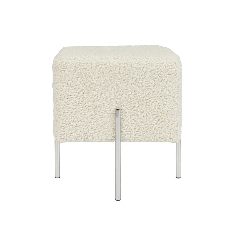 Kube Sheep Skin Fur Ottoman - Furniture Depot