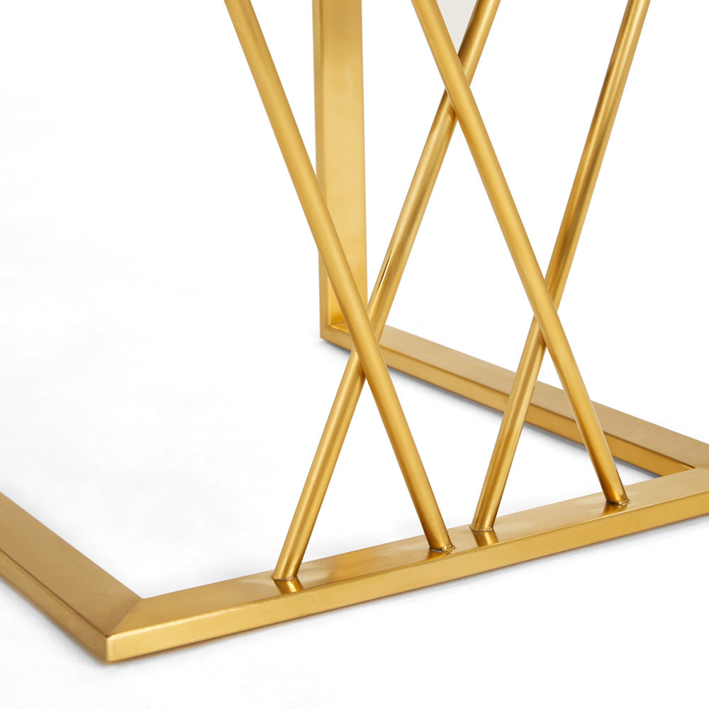 Martini Dining Chair (White Leatherette Brushed Gold Frame) - Furniture Depot