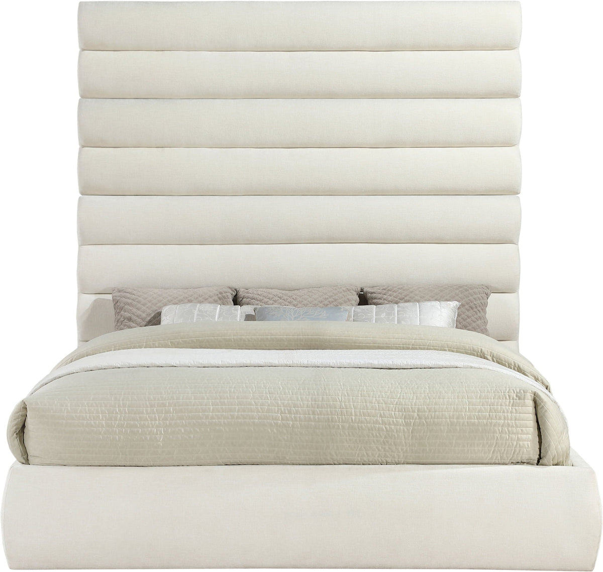 Adam - Chenille Fabric Bed With 89" Headboard