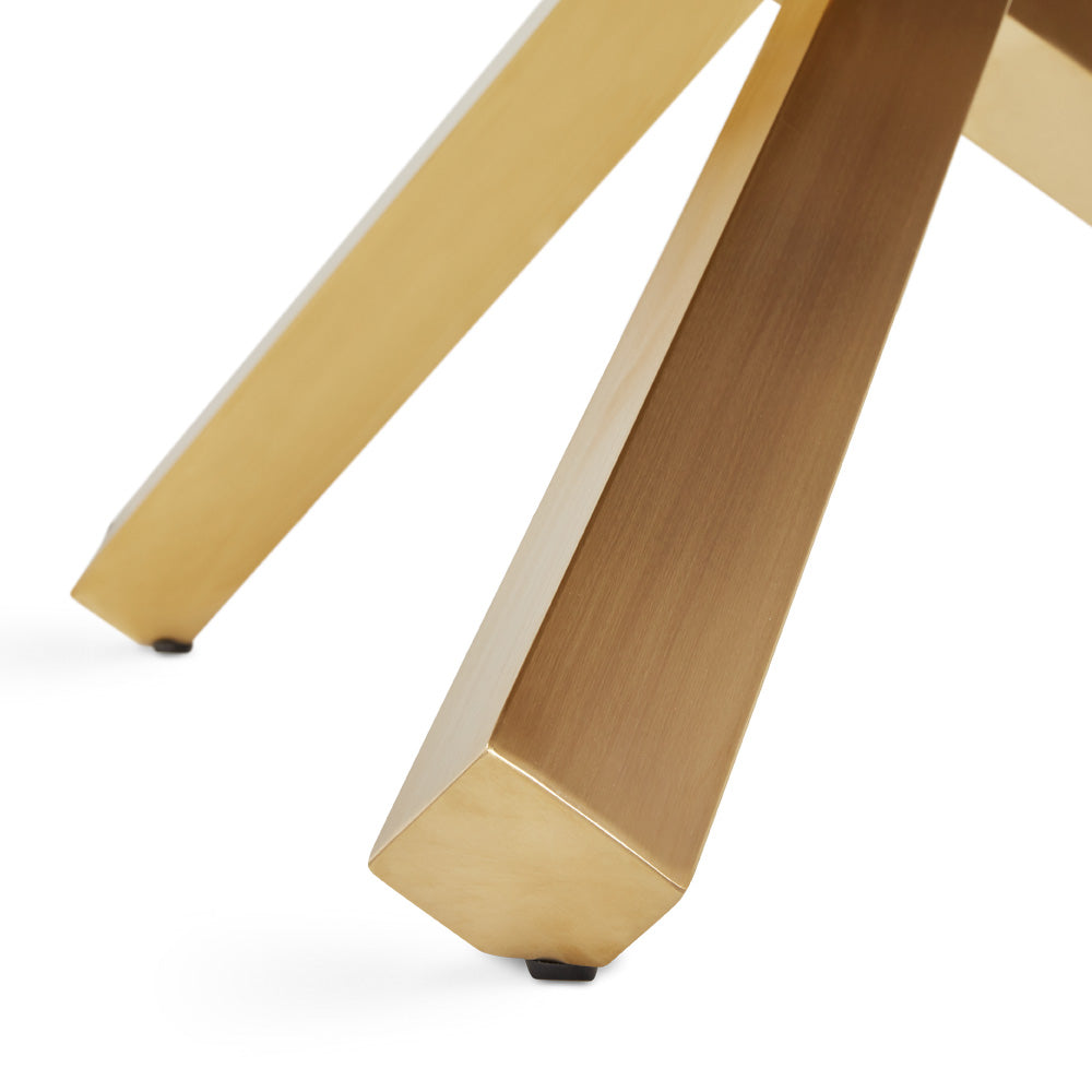 Rodney Gold Dining Table Oak Veneer Top Brushed Gold Legs