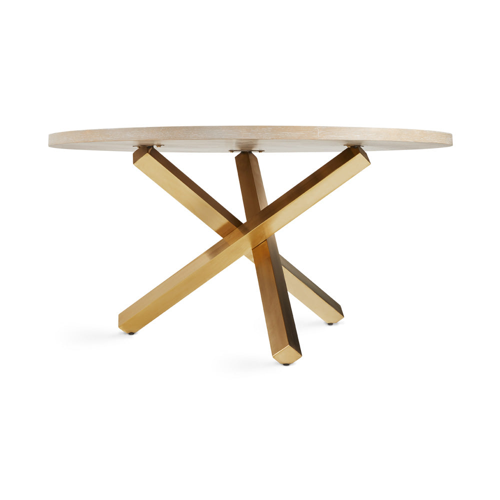 Rodney Gold Dining Table Oak Veneer Top Brushed Gold Legs