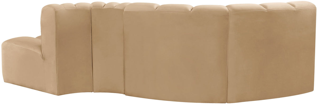 Arc - Velvet 4 Piece L-Shaped Modular Sofa