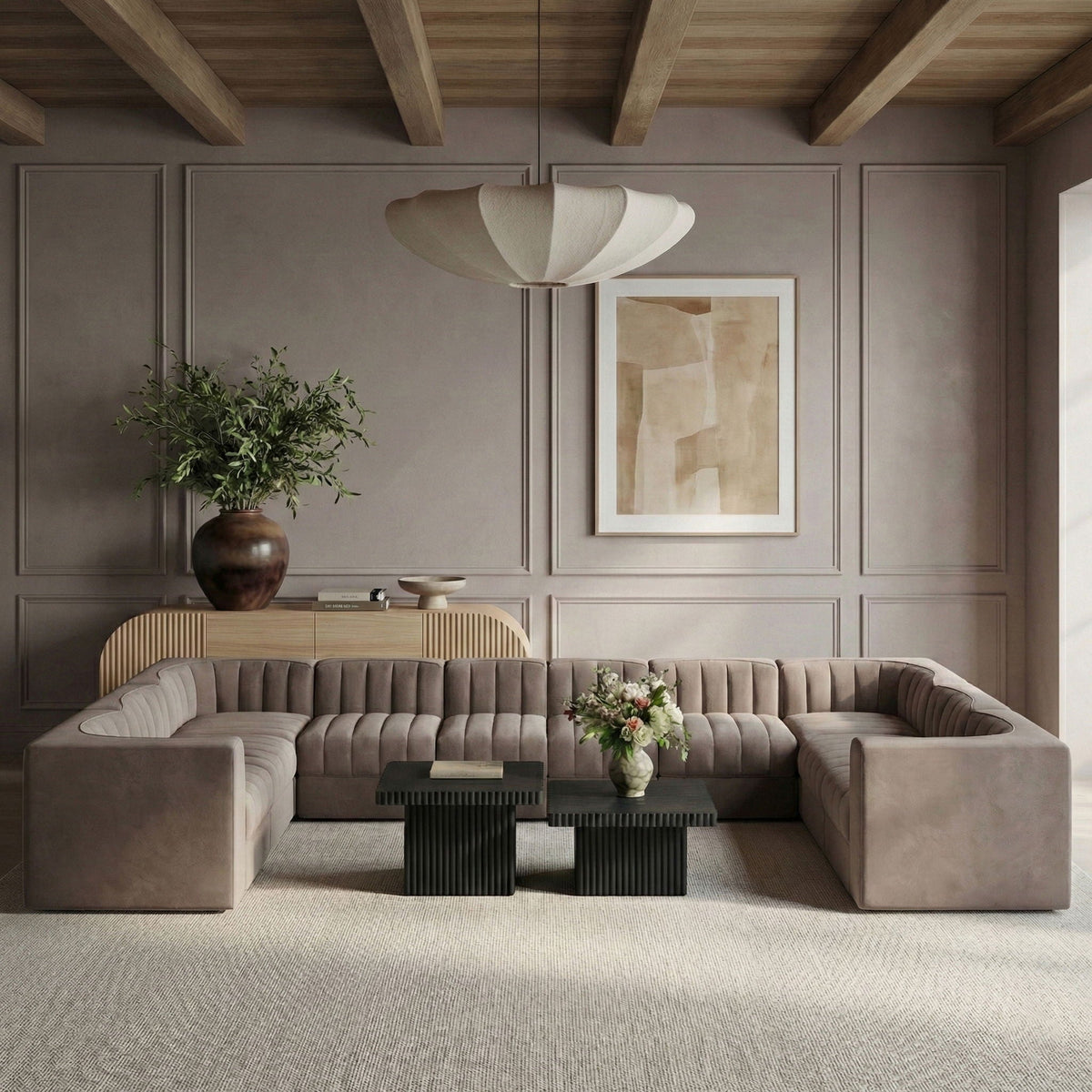 Rummi - Velvet Performance Fabric Upholstered 10 Piece Modular Sectional