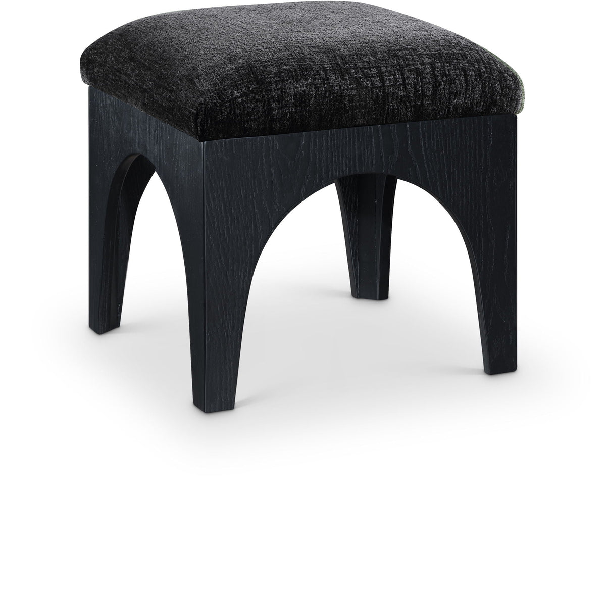 Lawson - Chenille Fabric Ottoman - Black Base