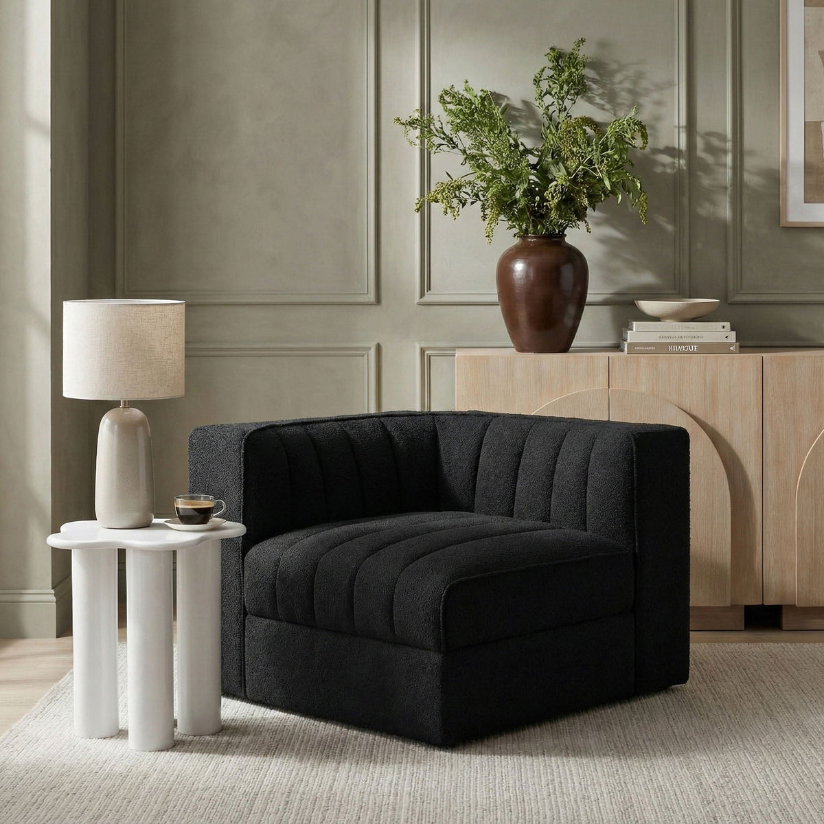 Rummi - Velvet Performance Fabric Upholstered Modular Corner Chair