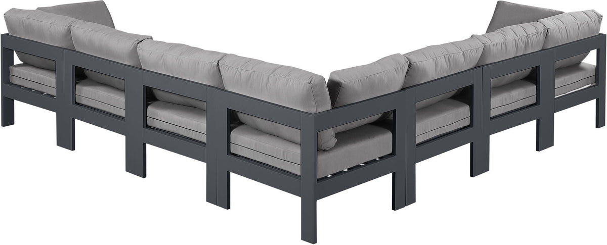 Nizuc - Outdoor Patio 7 Piece Modular Sectional With Gray Frame