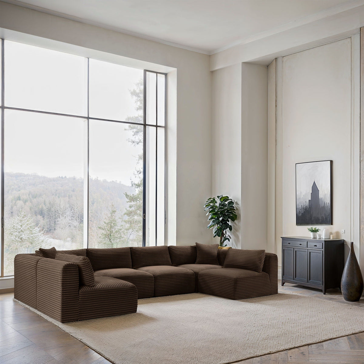 Shaggy - 6 Piece Modular U-Shaped Armless Sectional