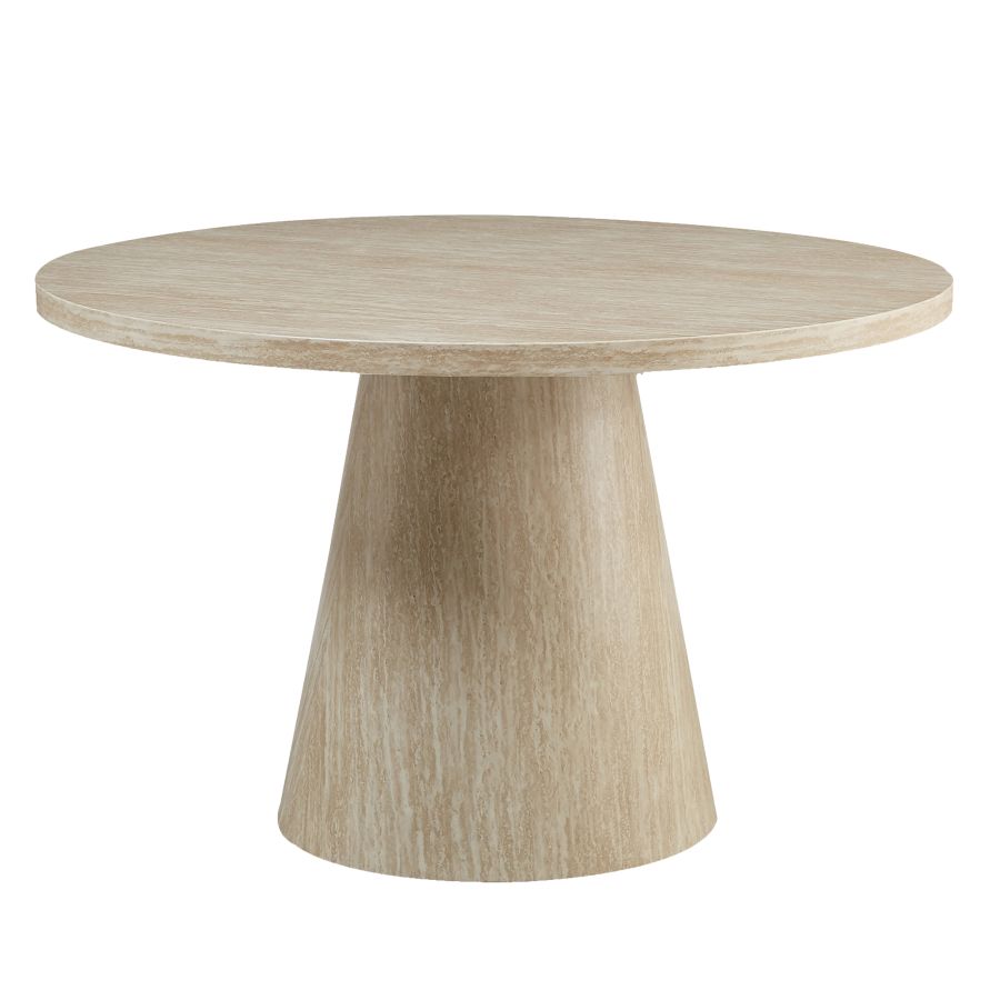 Godiva Round Pedestal Table in Ivory Stone