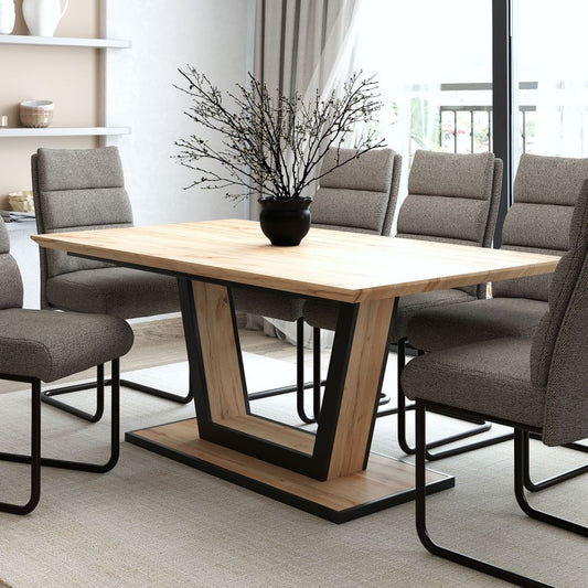 Forna/Brodi 7pc Dining Set in Natural Table with Charcoal Chair