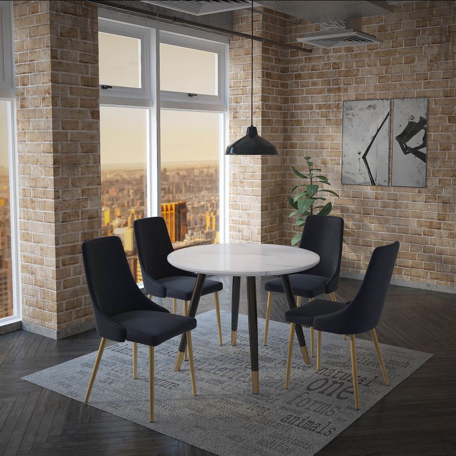 Emery Round Dining Table in White - Furniture Depot