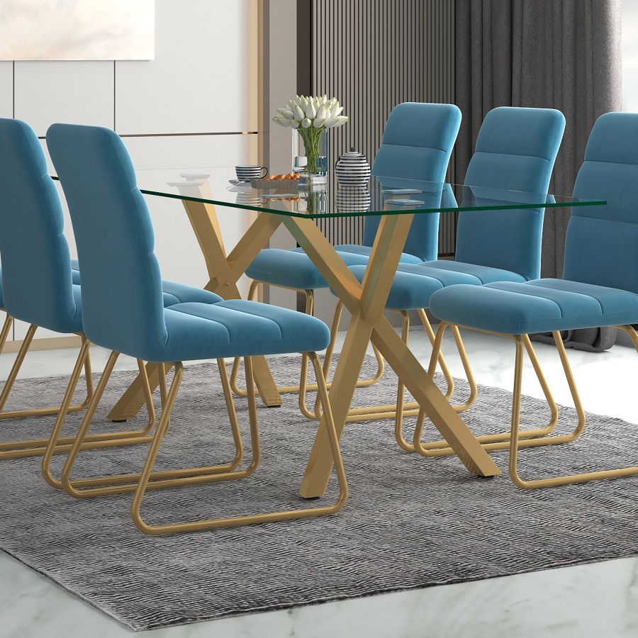 Stark Dining Table in Gold - Furniture Depot
