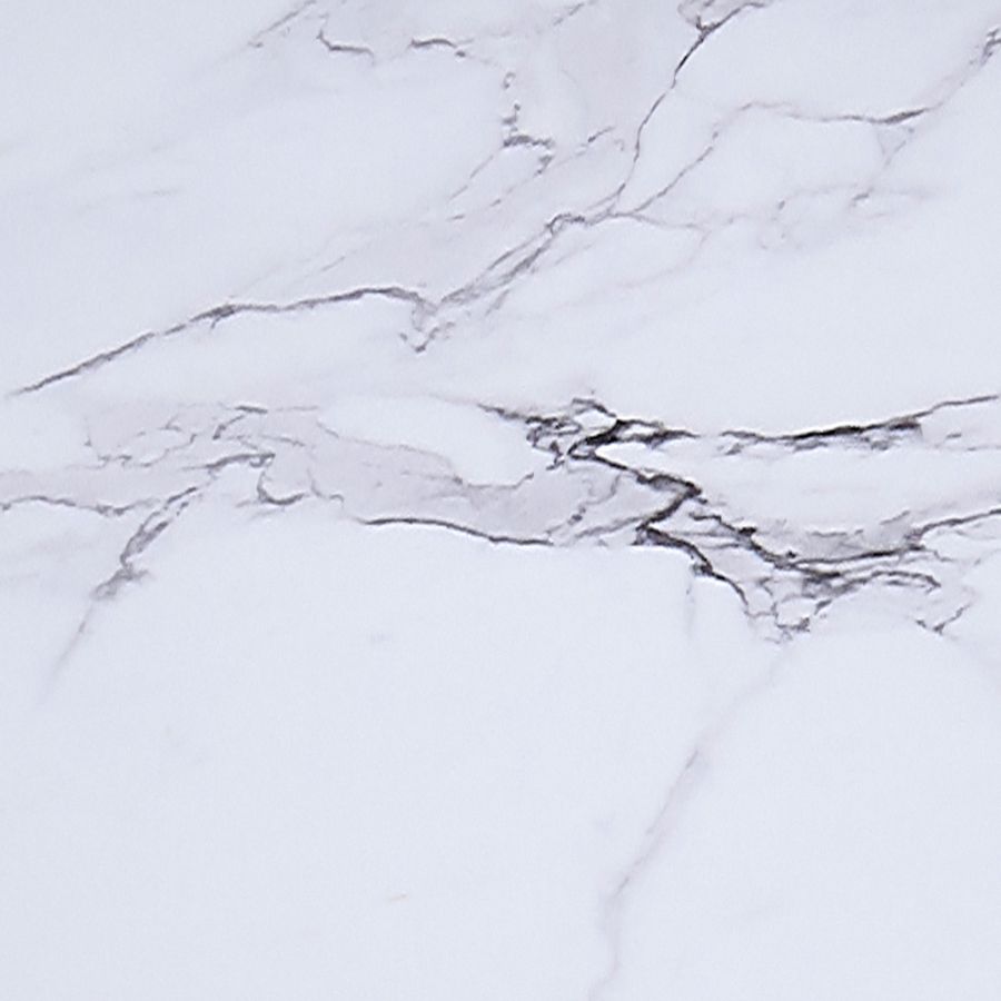 Zilo 48" Round Dining Table in White Faux Marble and Black