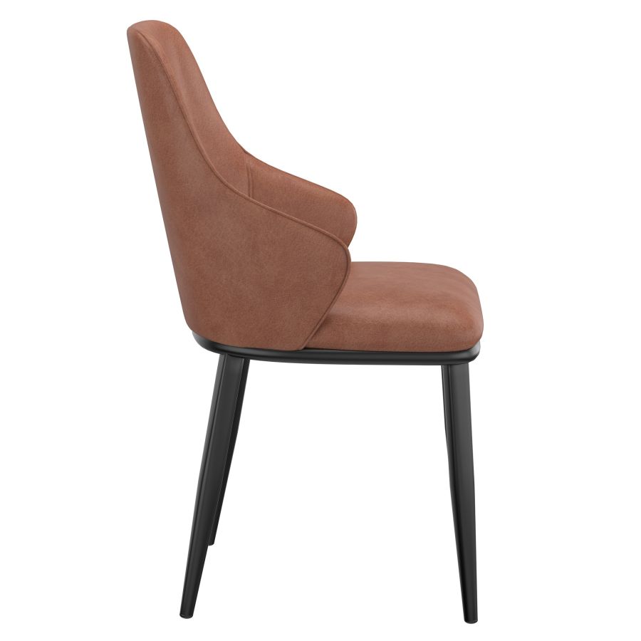 Kash Dining Chair, Faux Leather, set of 2, in Saddle and Black