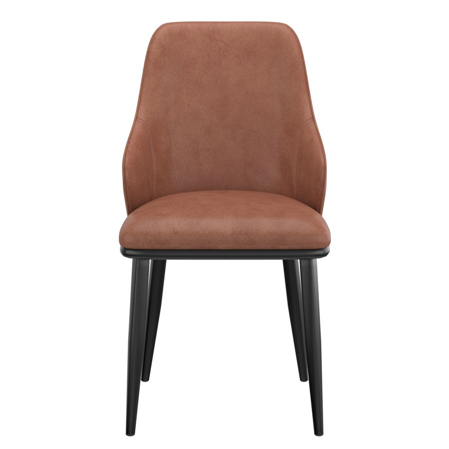 Kash Dining Chair, Faux Leather, set of 2, in Saddle and Black