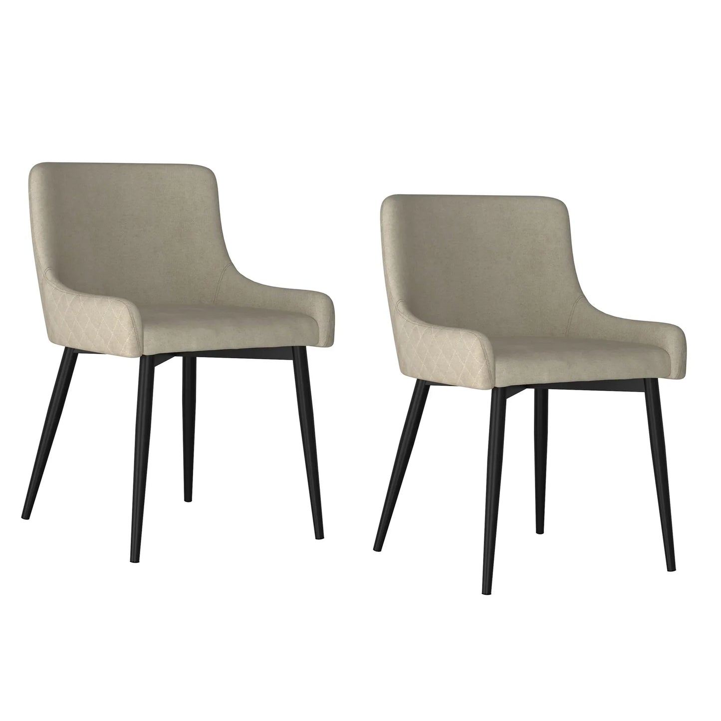 BIANCA-SIDE CHAIR-BEIGE/BLACK LEG (SET OF 2) - Furniture Depot