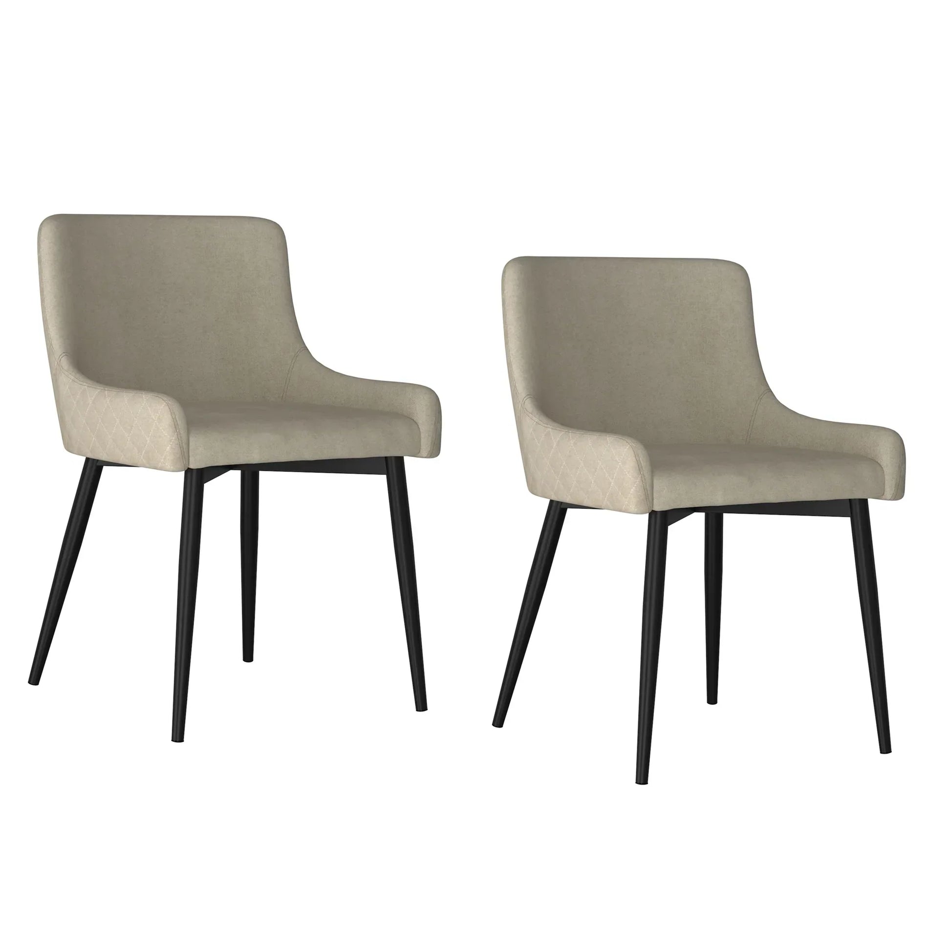 BIANCA-SIDE CHAIR-BEIGE/BLACK LEG (SET OF 2) - Furniture Depot