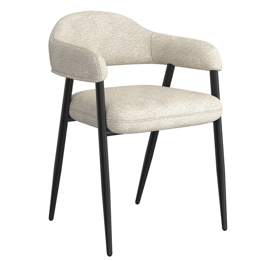 Archer Dining Chair, set of 2  in Beige Fabric and Black