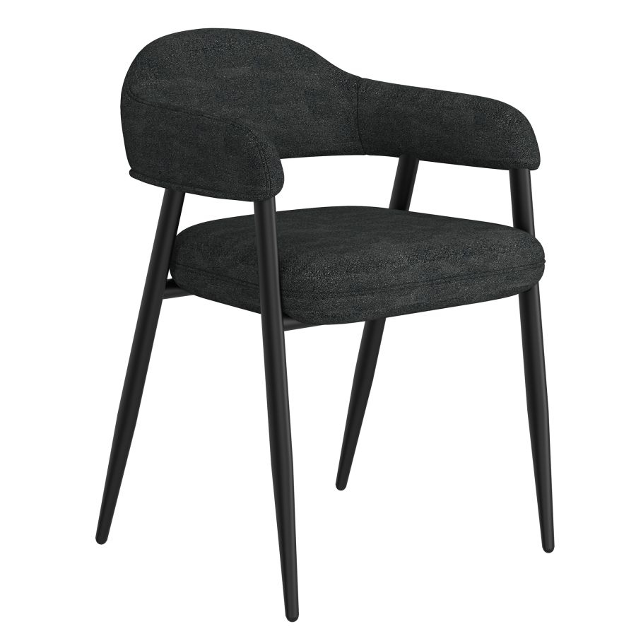 Archer Dining Chair, Set of 2, in Charcoal Fabric and Black