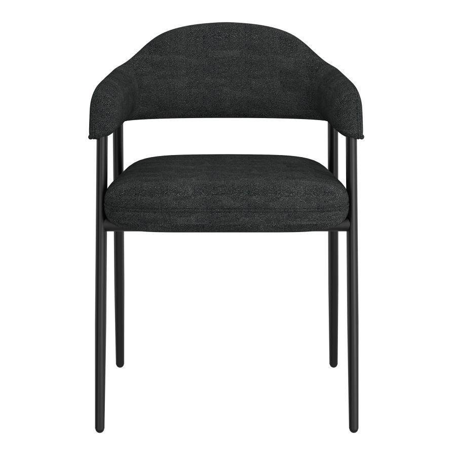 Archer Dining Chair, Set of 2, in Charcoal Fabric and Black