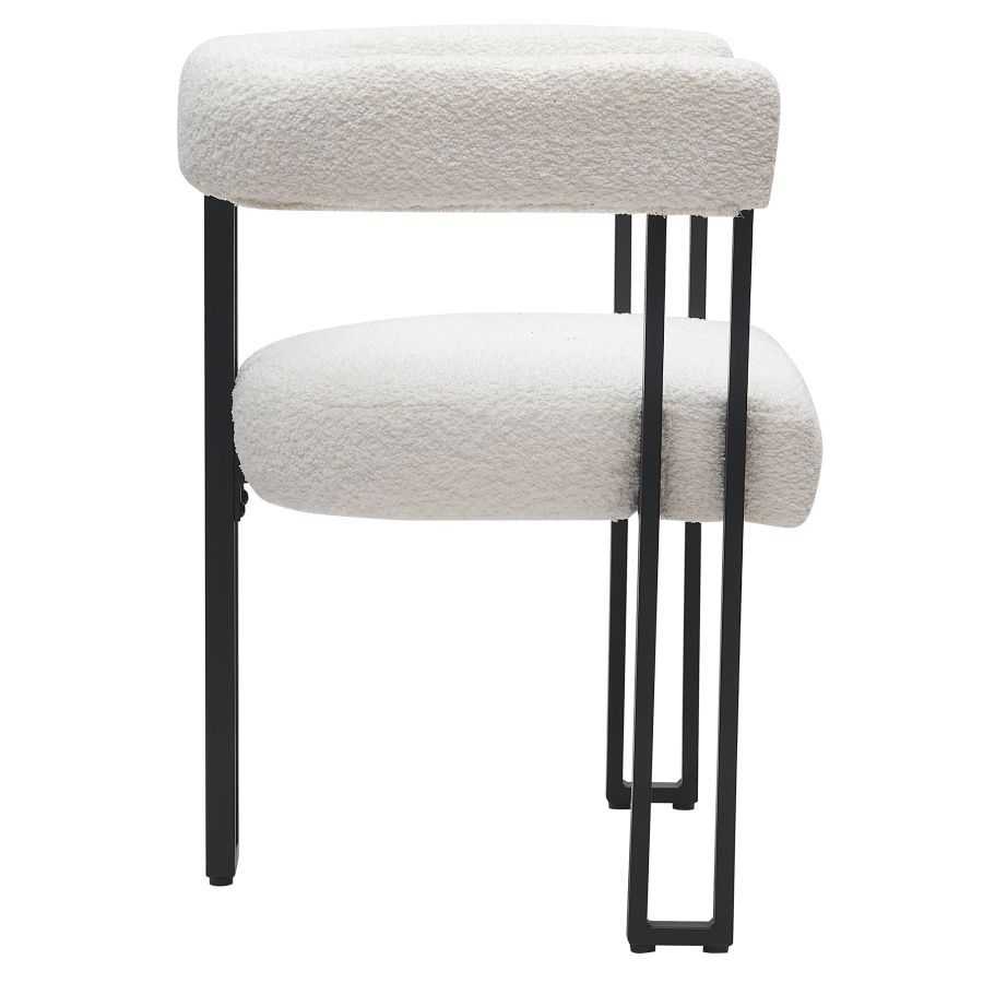 Scarlet Dining Chair, set of 2, in Ivory Boucle and Black