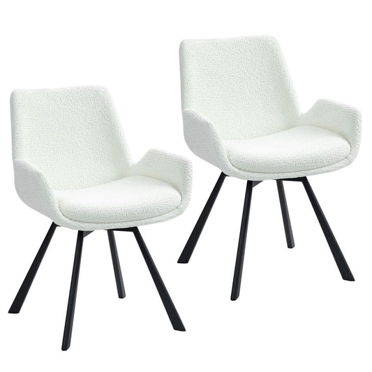 Signy Swivel Dining Chair, set of 2, in Ivory and Black