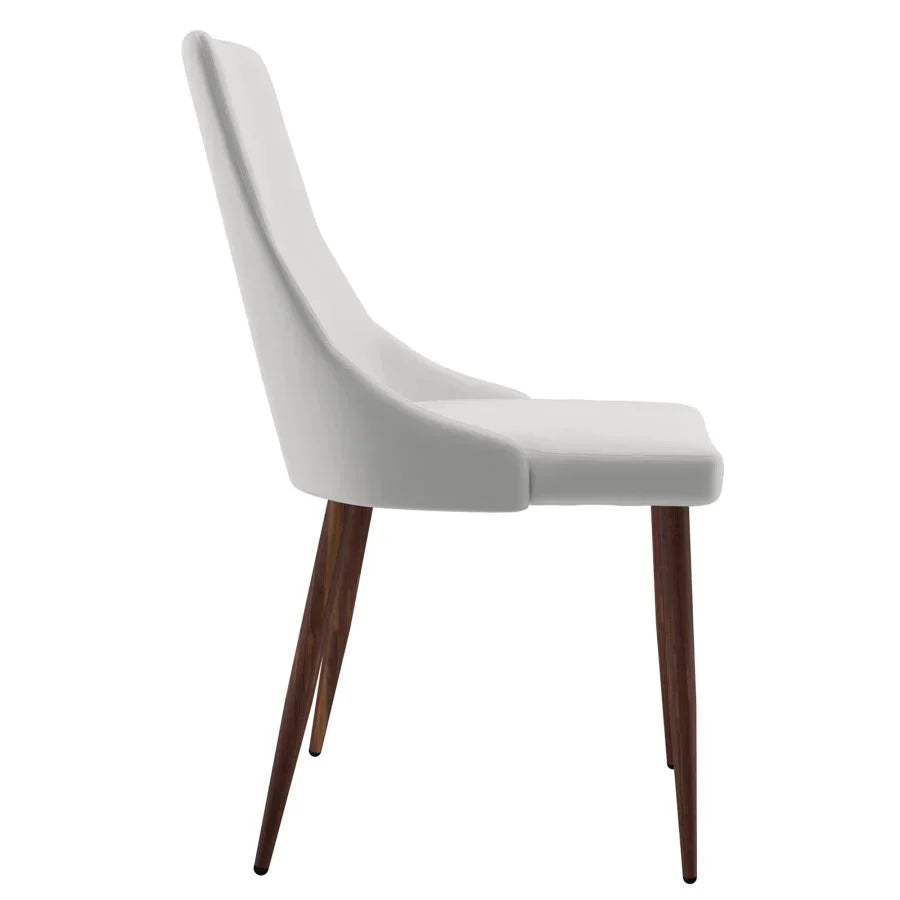 Cora Side Chair, set of 2 in White Faux Leather - Furniture Depot