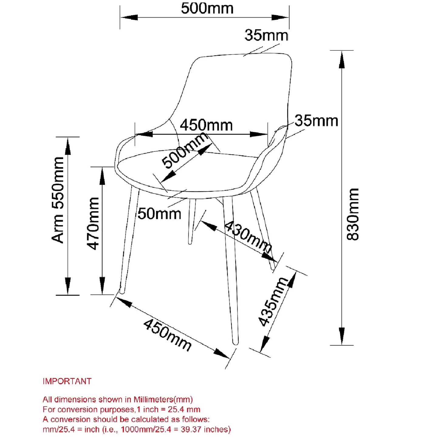 Cassidy Side Chair, set of 2 in Black - Furniture Depot