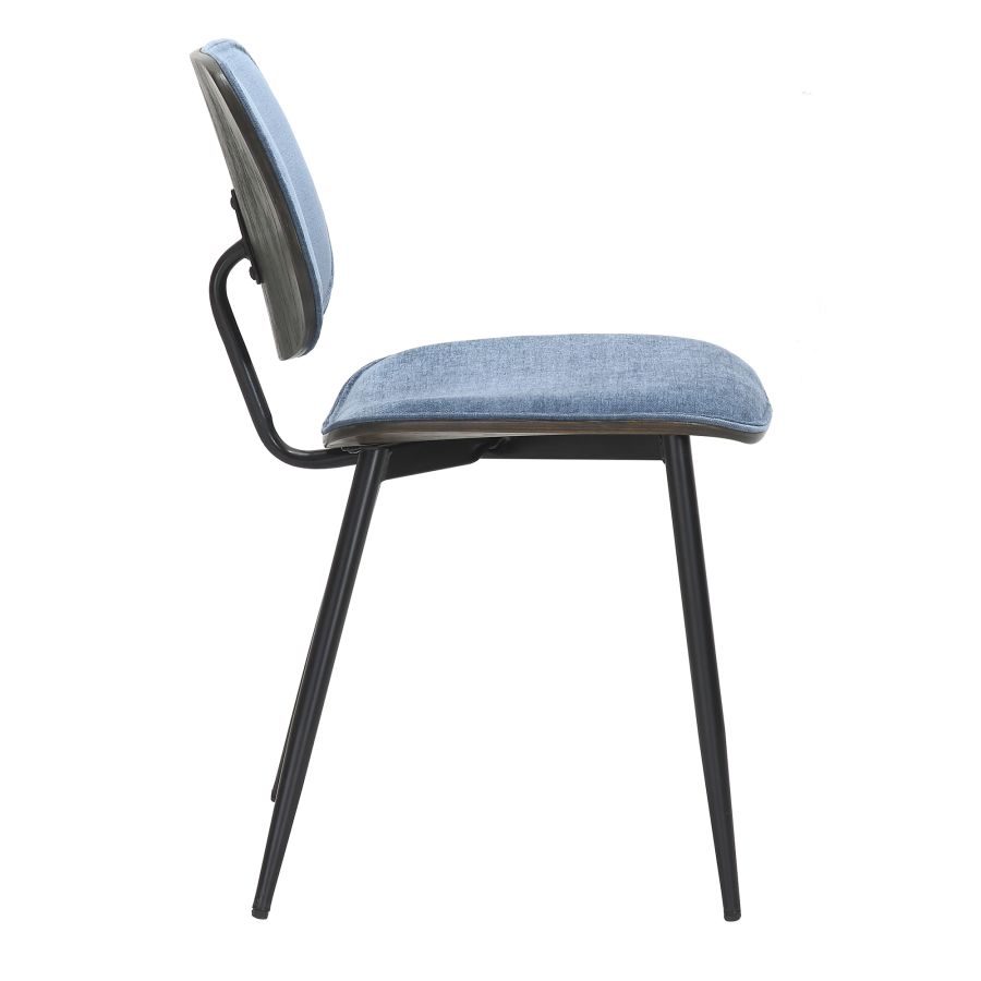 Capri Side Chair, Set of 2, in Blue, Walnut and Black