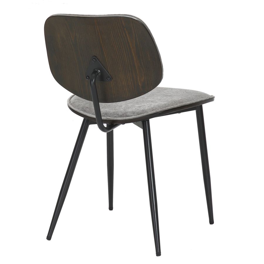 Capri Side Chair, Set of 2, in Light Grey, Walnut and Black