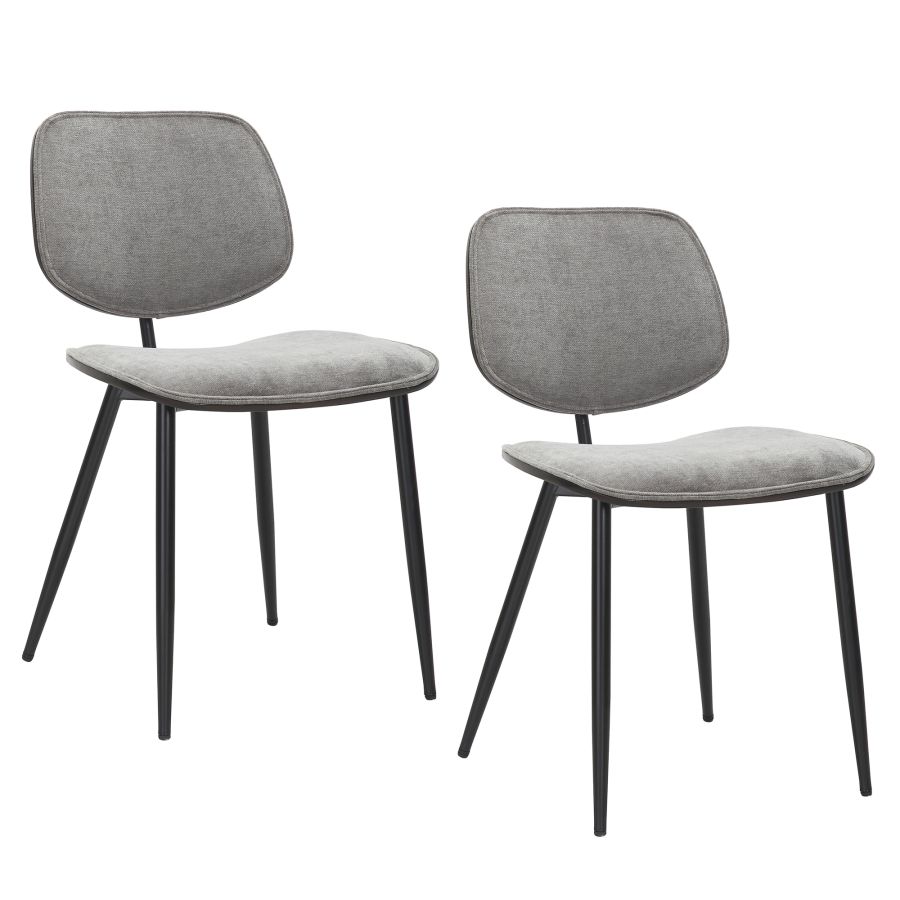 Capri Side Chair, Set of 2, in Light Grey, Walnut and Black