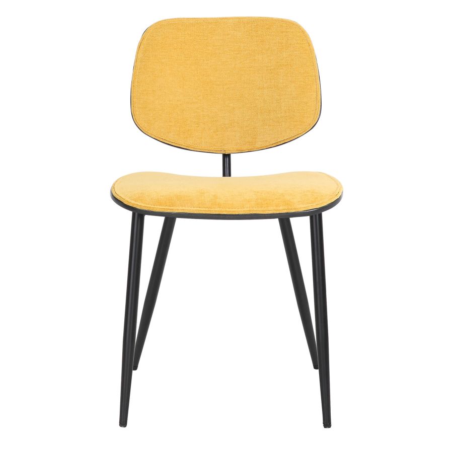Capri Side Chair, Set of 2, in Mustard, Walnut and Black