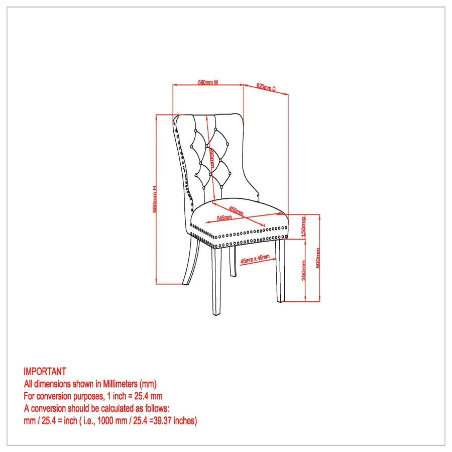 Hollis Side Chair, Set of 2, in Ivory - Furniture Depot