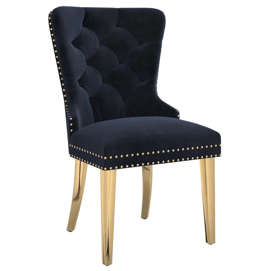 Mizal Side Chair, set of 2, in Black with Gold - Furniture Depot