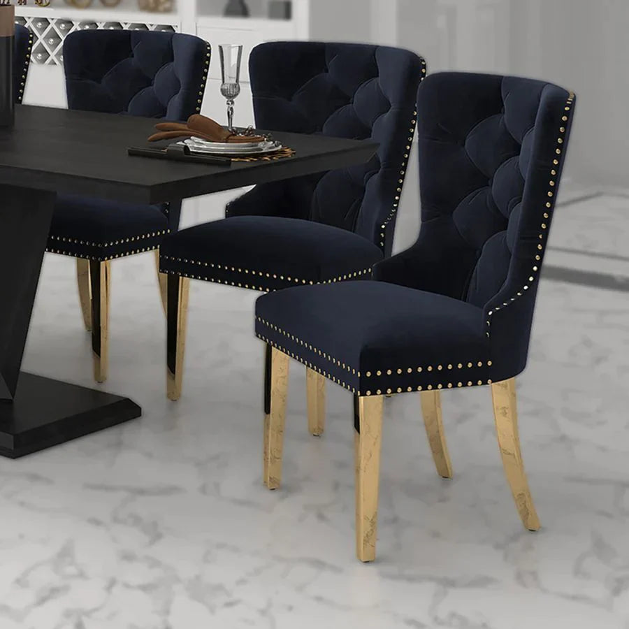 Mizal Side Chair, set of 2, in Black with Gold - Furniture Depot