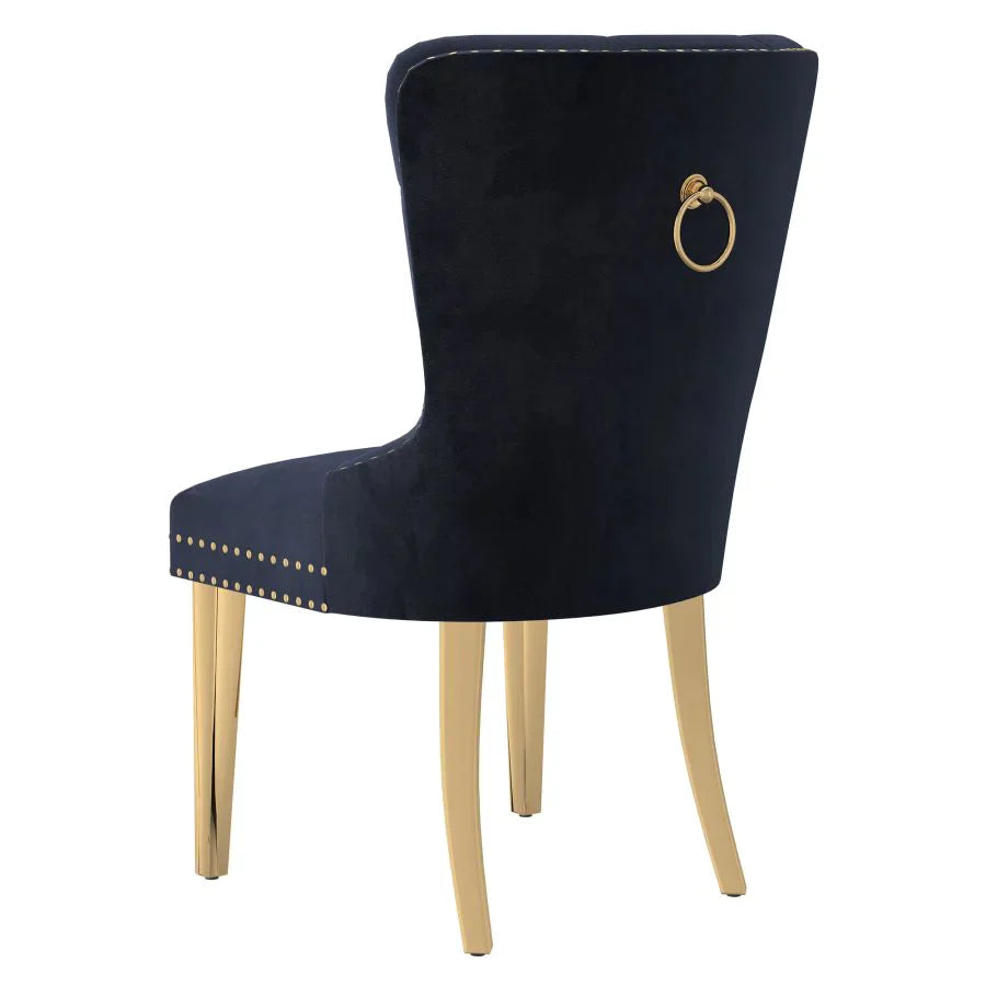 Mizal Side Chair, set of 2, in Black with Gold - Furniture Depot