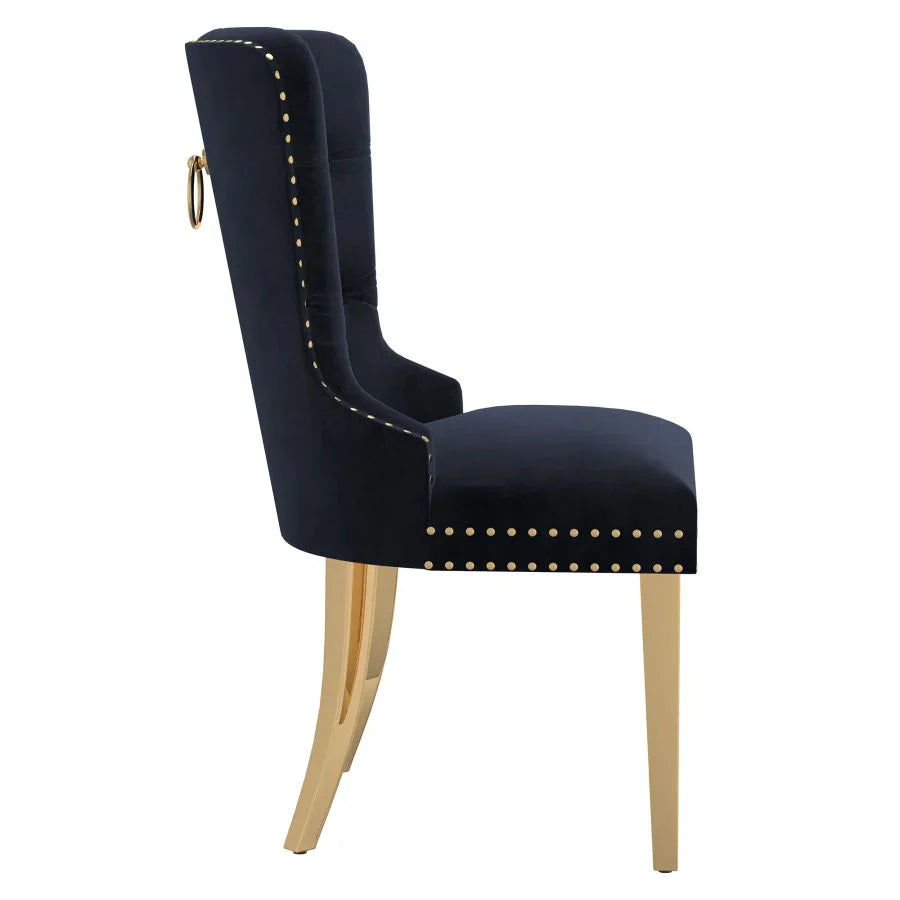 Mizal Side Chair, set of 2, in Black with Gold - Furniture Depot