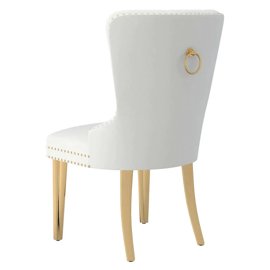 Mizal Side Chair, set of 2, in Ivory with Gold - Furniture Depot