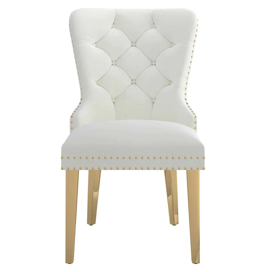 Mizal Side Chair, set of 2, in Ivory with Gold - Furniture Depot