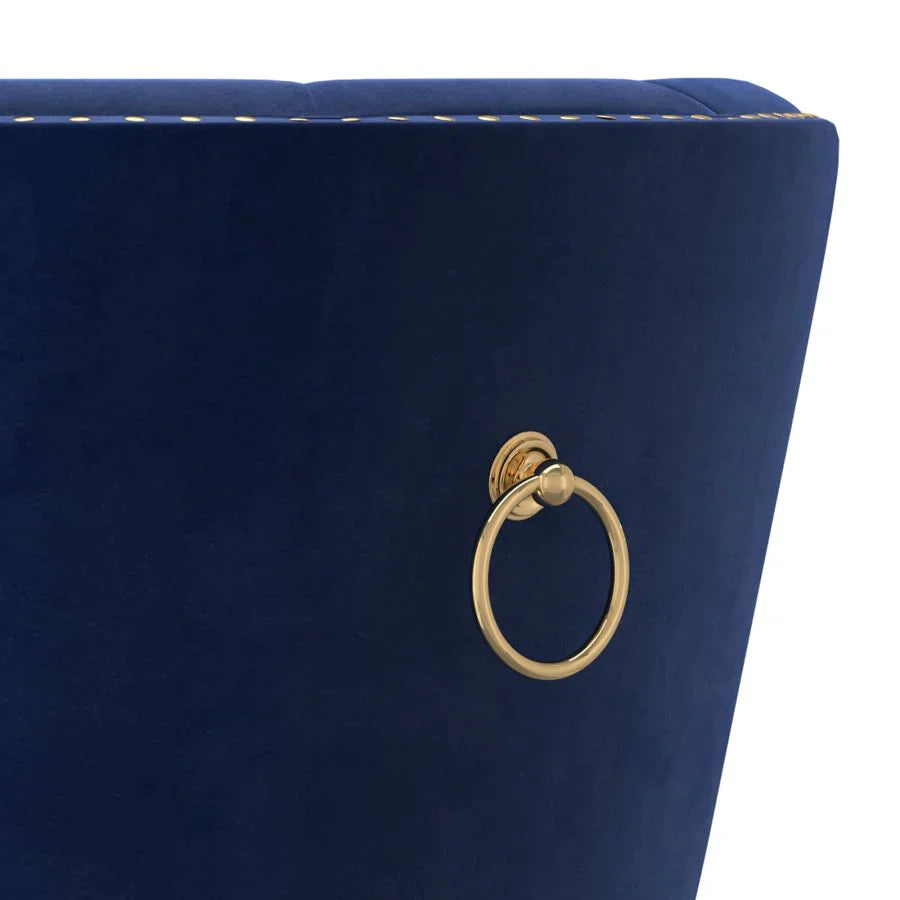 Mizal Side Chair, set of 2, in Navy with Gold - Furniture Depot