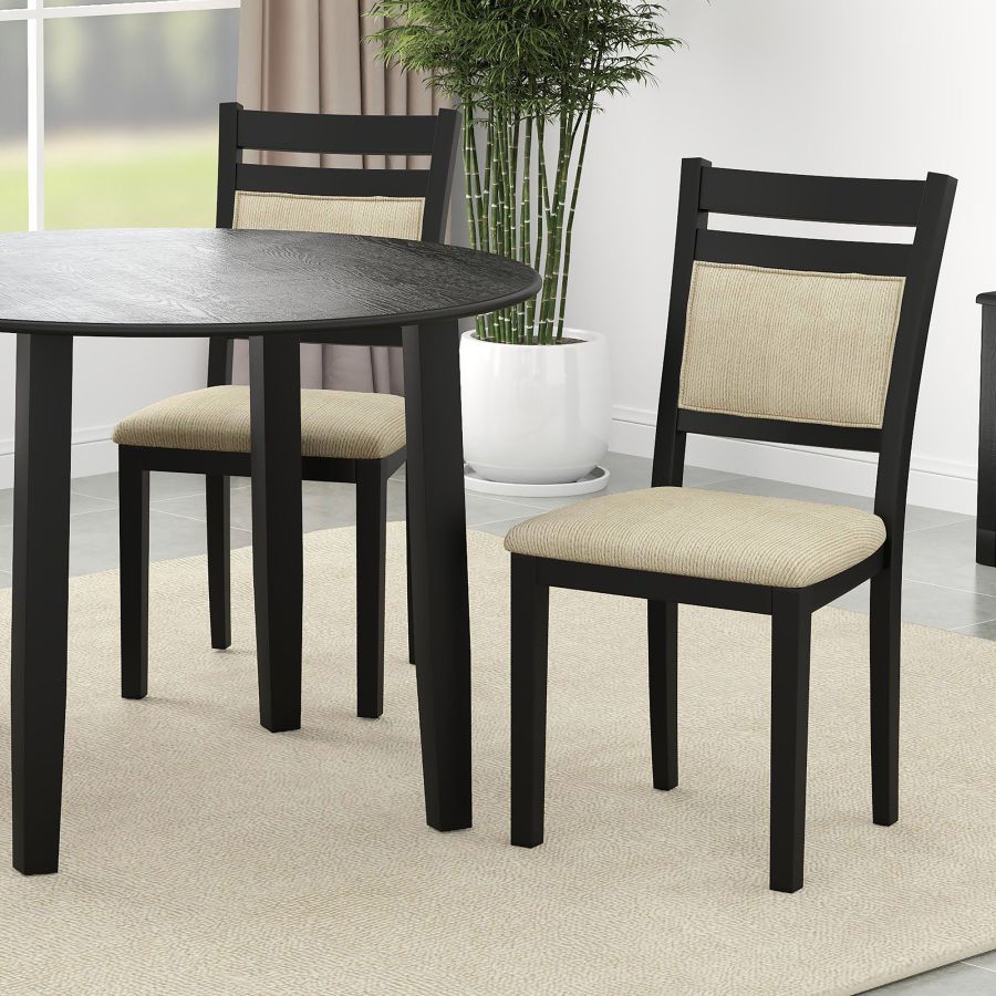 Conrad Dining Chair, Set of 2 in Black & Beige