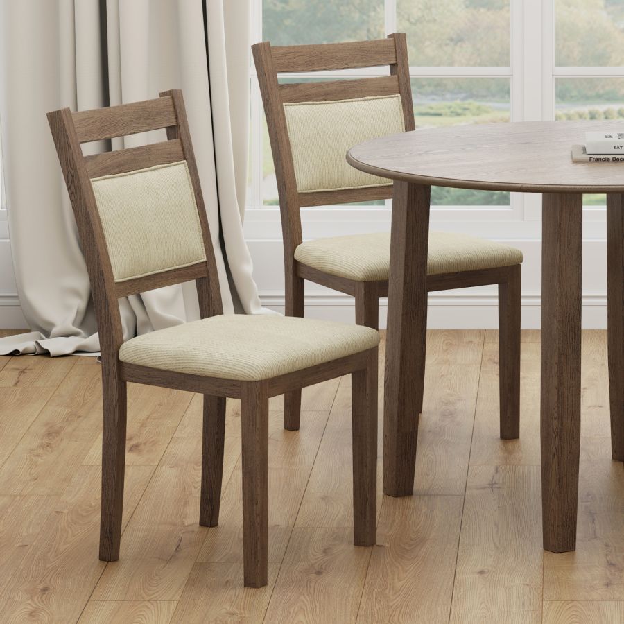 Conrad Dining Chair, Set of 2 in Walnut & Beige