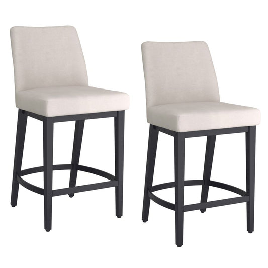 Jace 26" Counter Stool, Set of 2, in Beige Fabric and Black