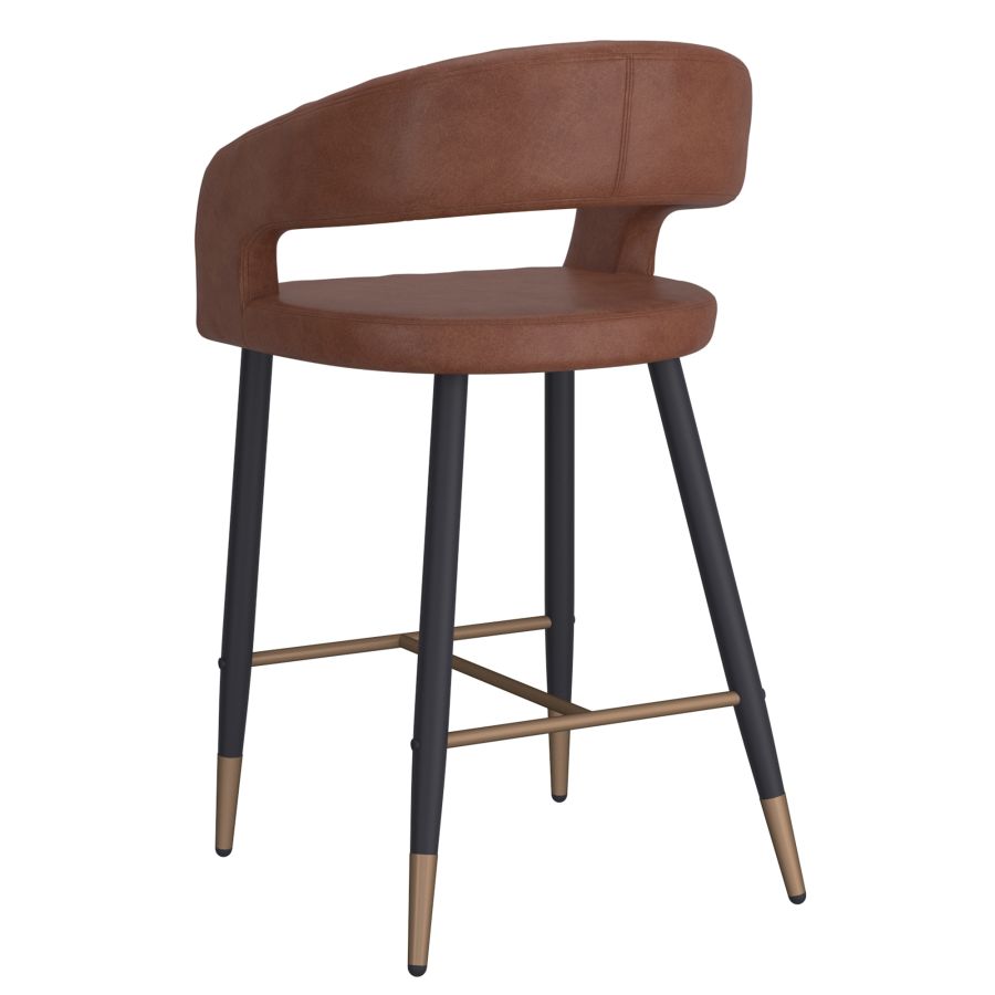 Crimson 26" Counter Stool, set of 2, in Saddle and Black
