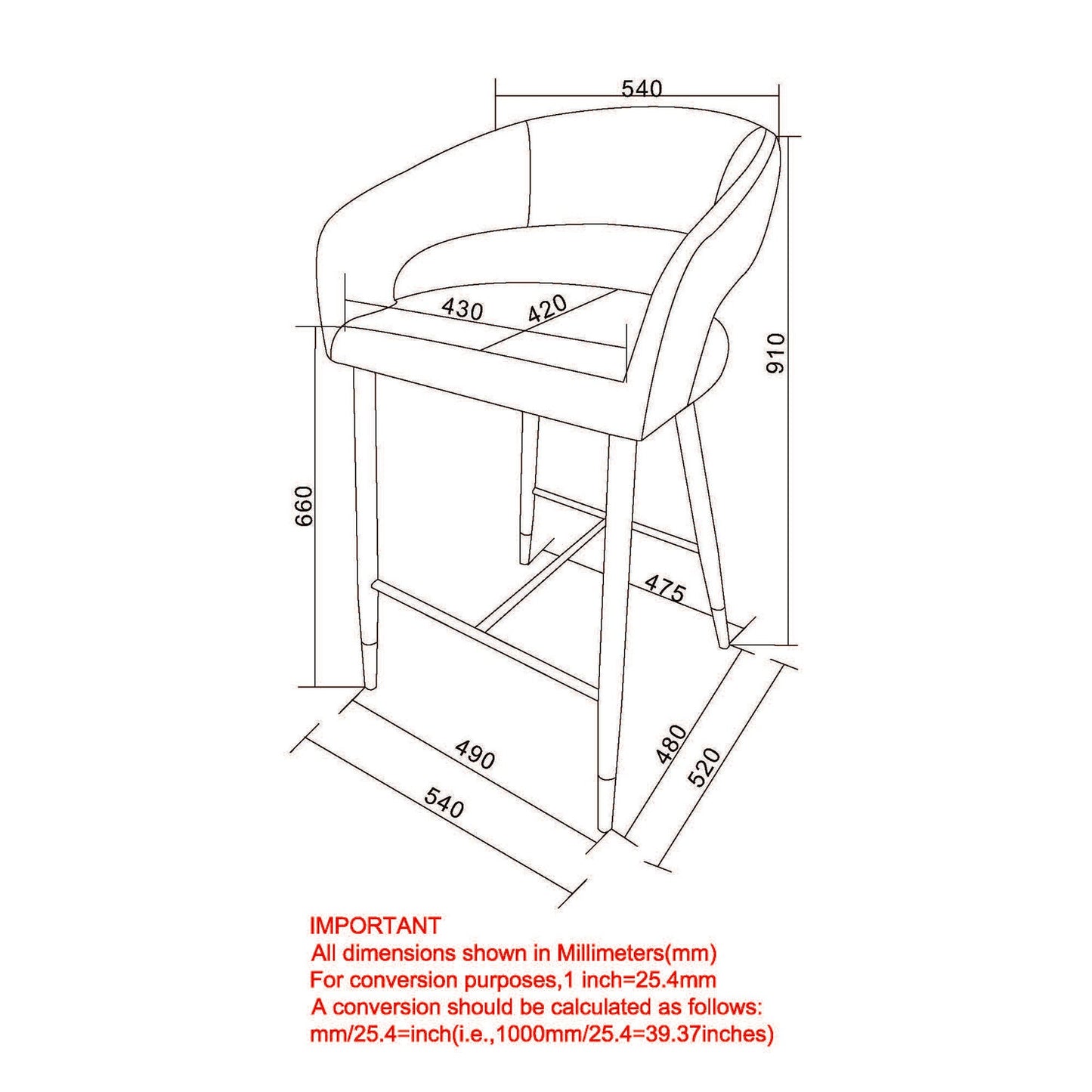 Crimson 26'' Counter Stool Saddle