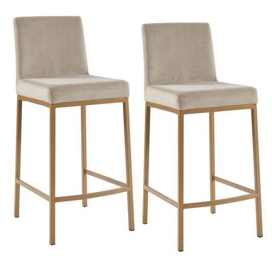 Diego 26" Counter Stool, set of 2, in Beige and Aged Gold