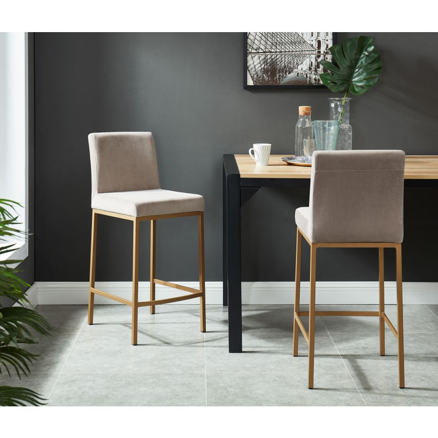 Diego 26" Counter Stool, Set of 2 in Grey and Aged Gold Leg