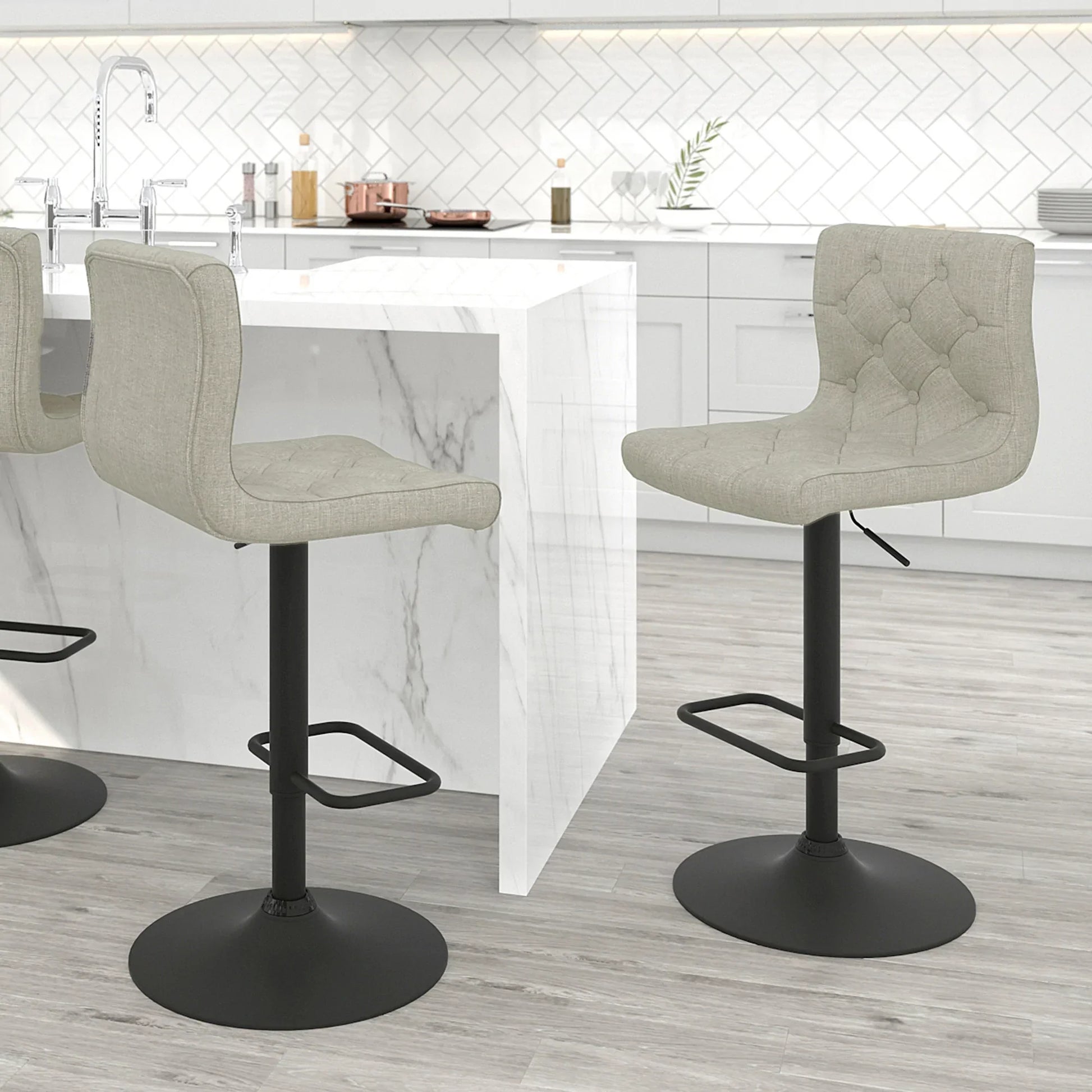 DEX-AIR LIFT STOOL FABRIC-BEIGE - Furniture Depot