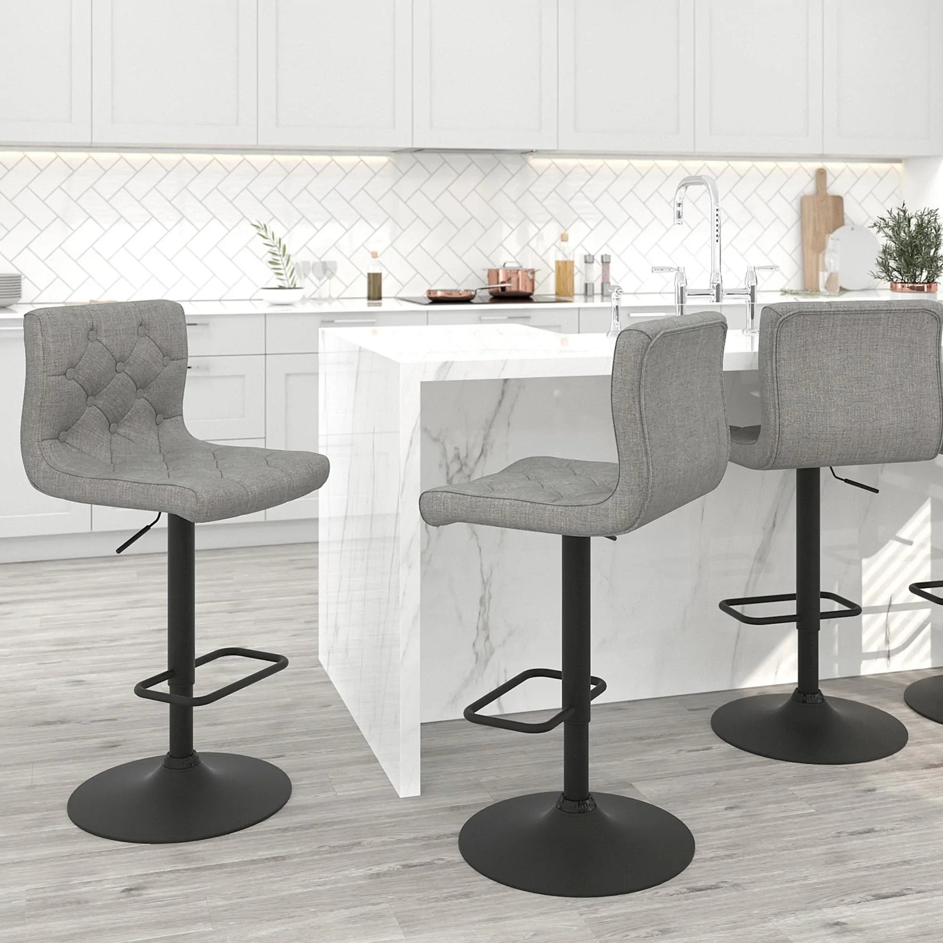 DEX-AIR LIFT STOOL FABRIC-GREY - Furniture Depot
