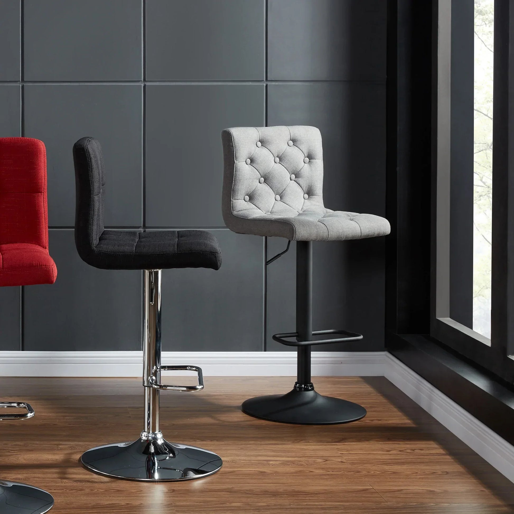 DEX-AIR LIFT STOOL FABRIC-GREY - Furniture Depot